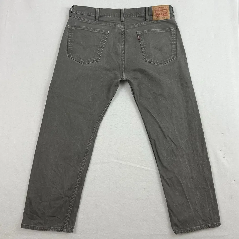 Levis 505 Jeans Mens Size 38X29 Gray Regular Fit Straight Medium Wash Denim